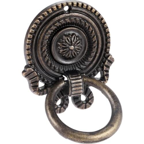 1Pc Antique Bronze Single Hole Ring Pull Bronze Alloy Cabinet Door Furniture Knobs Hardware Drawer Handles 65*50mm