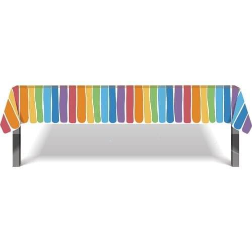 130*220cm Colorful Rainbow Tablecloth Baby Shower Disposable Tablecover Party Decoration Happy Birthday Kids Party Favors