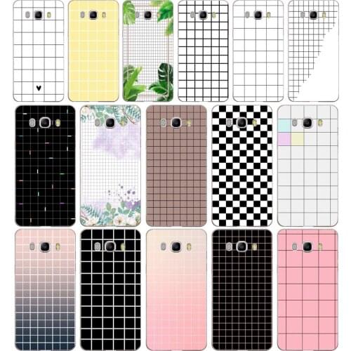 157SD Luxury Retro Black White Grid Soft Silicone Tpu Cover phone Case for Samsung j3 j5 j7 2015 2016 17 j2 prime j6 Plus 2018