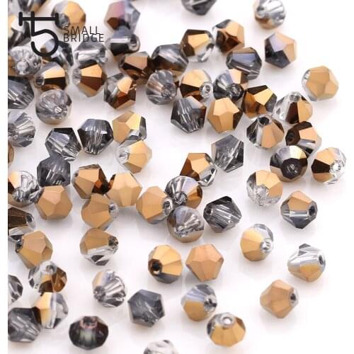 3mm Austrian Half Copper Bicone Glass Beads Women Diy Accessories for Jewelry Facetas Spacer Crystal Beads Wholesale Z221