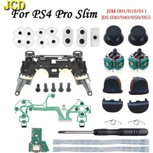 3D Joysticks Thumb Sticks Cap For PS4 Pro Slim Controller L1 R1 L2 R2 Trigger Button Conductive Rubber Charging Board Flex Cable