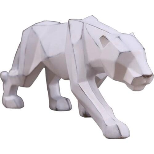 44CM GEOMETRY LEOPARD STATUES RETRO ANIMALS FIGURINE RESIN ART&CRAFT NORDIC HOME DECORATION ACCESSORIES OPENING GIFT R671