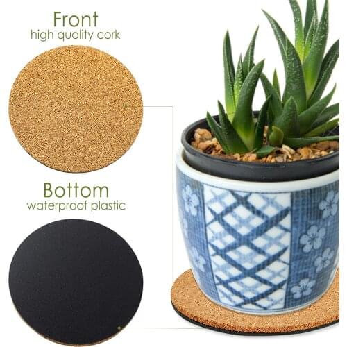 6Pcs Cork Plant Mat Non-slip Potted Plant Plate Pad Round Heat Insulation Coaster Flowerpot Gasket For Gardening
