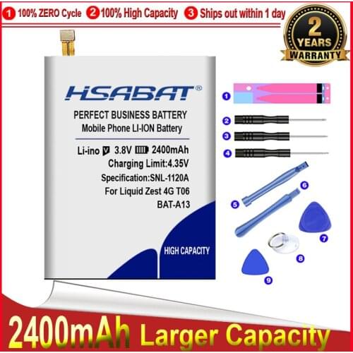 HSABAT 0 Cycle 2400mAh BAT-A13 Battery for acer Liquid Zest 4G Zest T06 T07 High Quality Mobile Phone Replacement Accumulator