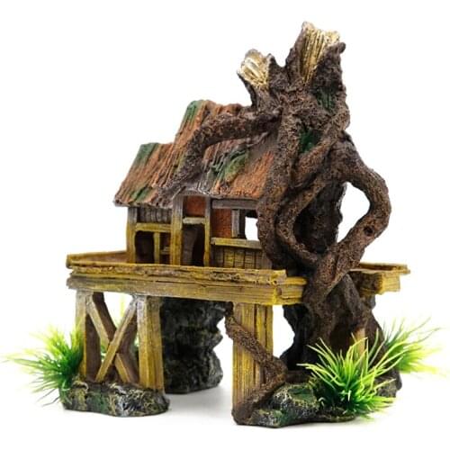 Aquarium Decoration Accessories Artificial Fish Reptile House Shelter Fish Tank Landscaping Resin Building Ornaments