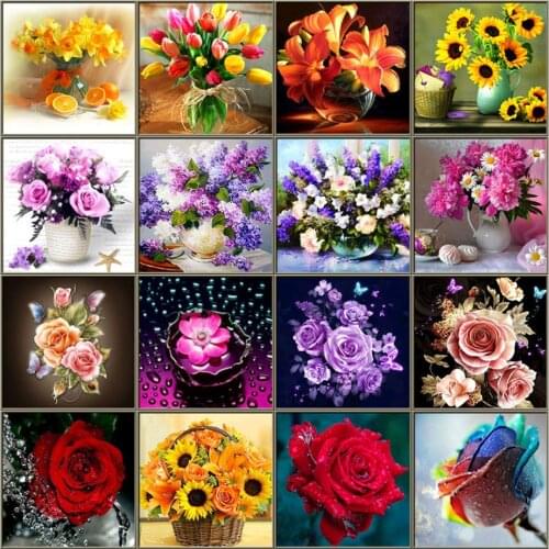 LZAIQIZG 5D Diamond Painting Blooming Flower Full Square/Round Handmade Gift Diamond Embroidery Landscape Childrens Room Decor