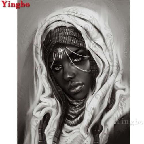 DIY Diamond Painting Black white african woman Full square round drill Diamond Embroidery Cross Stitch diamond picture decor art