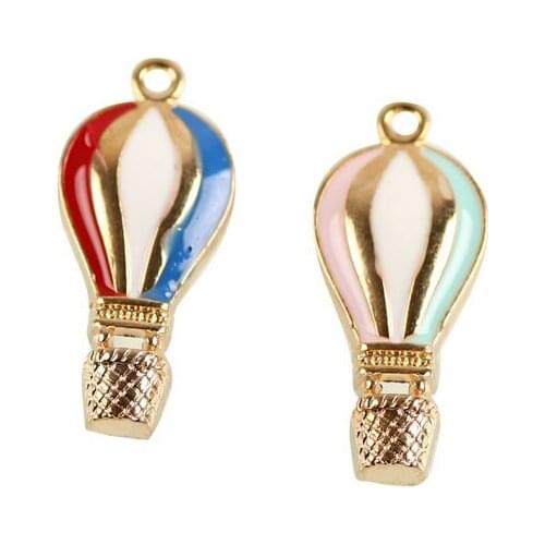 Free Shipping Mini Order 20PCS Fire Balloon Fashion Oil Drop Charms DIY Jewelry Findings Gold Tone Enamel Bracelet Alloy Charm