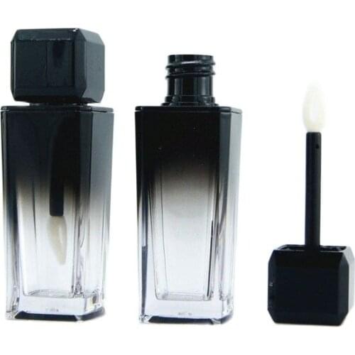 Empty Lip Gloss Tubes Packaging Gradient Black Square Makeup Lipgloss Tube Lip Glaze Refillable 8ml Lipgloss Containers 10/30pcs