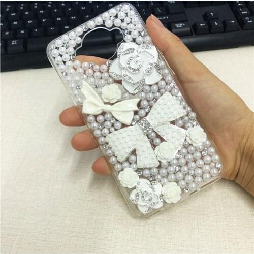 Bling Rhinestone Pearl Flower Cover Case for Iphone X XS XR MAX 6 6S 7 8 Plus 5 5S SE