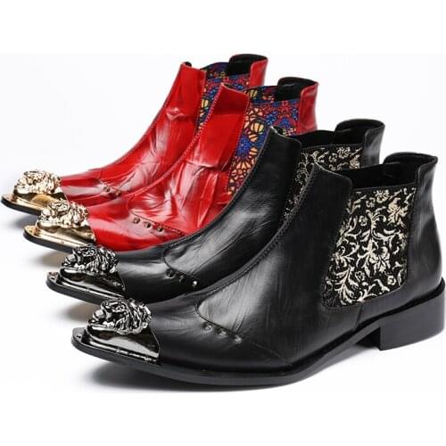 Plus size 47 bota masculina black red military ankle boots for men winter genuine leather army shoes luxury steel toe motorcycle