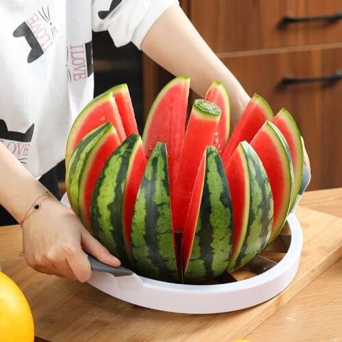 Large Watermelon Cutter Cutting Tools Stainless Steel Slicer Fruit Knife Cut Kitchen Accessories Dropshipping Green Color