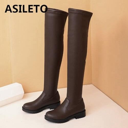 ASILETO Brand Design Female High Thigh High Boots Fashion Women Cosplay Shoes Woman Spring Autumn Casual Female over the knee