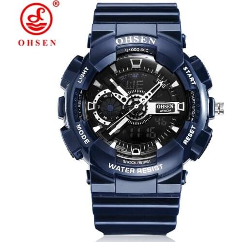 Dual Time Digital Men Watches Blue Military Outdoor Sport Electronic Quartz Wristwatch Waterproof Multi Function Fashion Clocks