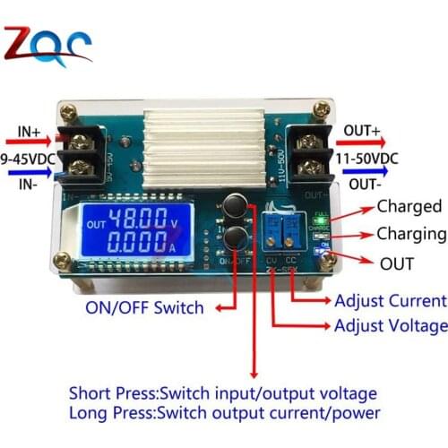 DC-DC DC 9 -45V to 10 -50V 5A Step Up Power Supply Module Adjustable Boost Adapter CV/CC Converter LCD Display with Case
