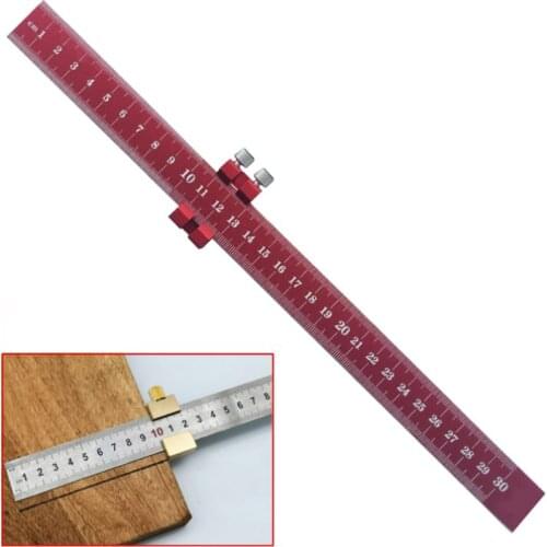 Woodworking Scribe 300mm Aluminum alloy crossed-out Tool Line Drawing Marking Gauge DIY Measuring Tool Straightedge stop