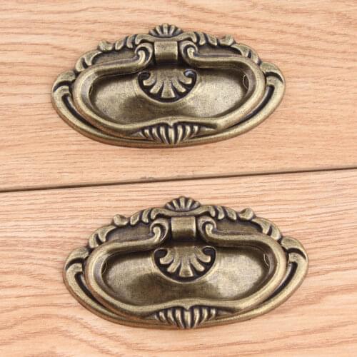 Cheaper good rustico vintage drop rings drawer shoe cabinet pulls knobs antique bronze unfold install furniture door handles