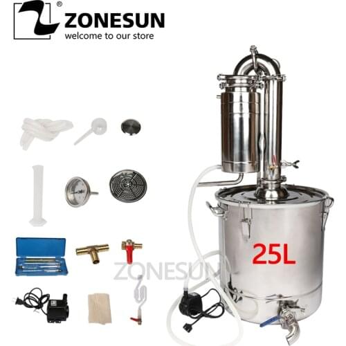 ZONESUN Household Stainless Steel Home Wine Beer Alcohol Brewing Kit Device 25L Alcohol Distiller Wine Maker Equipment