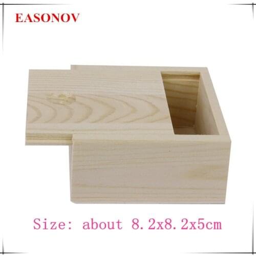 EASONOV 8.2x8.2x5cm Fine small wooden box jewelry storage box wooden gift box