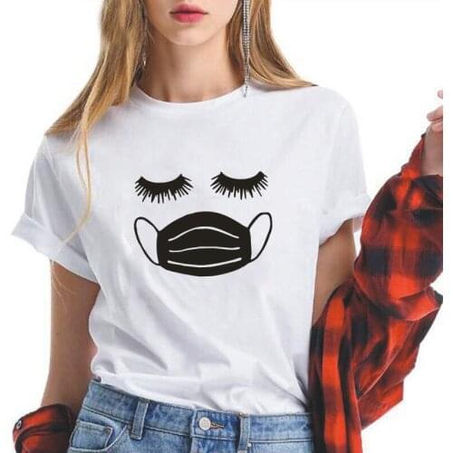 Funny Eyelashes Print T Shirt Femme Summer Short Sleeve Harajuku T Shirt Women Tops Casual Hipster Women T Shirt Camiseta Mujer