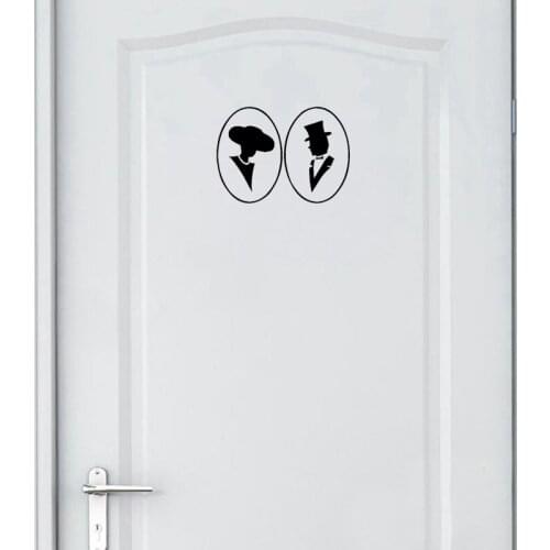 YOJA 10.3*15CM Personality Toilet Door Wall Sticker Man Women Art Graphical Decal Black A40213