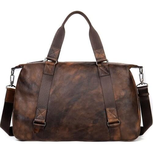 Classic Genuine Leather Travel Bags Large Capacity Men Women Shoulder Bags Business Real Cow Leather Handbag Luggage Duffle Tote