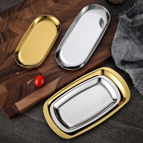 Stainless Steel Square Barbecue Roast Pans Wide Side Fruit Food Storage Tray Snack Sushi Kimchi Dish Kitchen Dessert Grill Plate