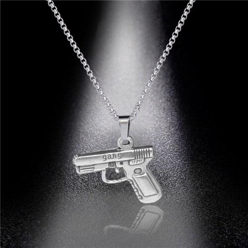 Hot Stainless Steel Minimalist Jewelry Gun Pendant Necklace Kpop choker party gift High Quality