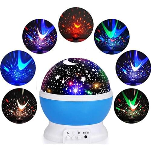 Moon Star Night Lights Projector Mood Light Colorful Table Lamps 360 Rotation 4Led Bulbs USB Power Baby Birthday Holiday Gifts