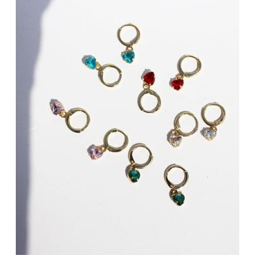 GSOLD Fashion Colorful Small Love Rhinestone Earrings Simple Small Ear Buckle Women Heart-Shaped Cute Drop Earring Jewelry