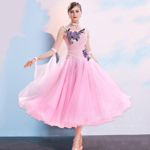 Fashion Ballroom Dance Dresses Women Standard Dance Waltz Tango Competition Dress Foxtrot Applique Performance Clothing DC4393