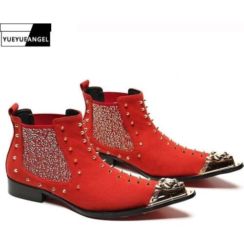 Rivet Warm Shoes 2020 New Designer Style Metal Trend Cool Chelsea Boots Mens Genuine Leather Slip On Male Footwear Large Size 46