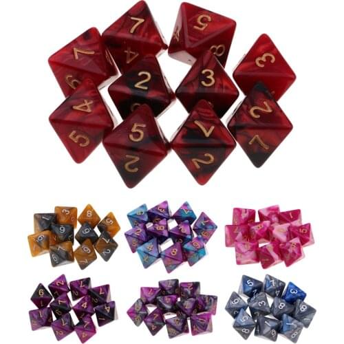 10 Pieces Polyhedral Dice Set Multi-sided Dice D8 for TRPG D& Dragons Game 8-sided Dice Set