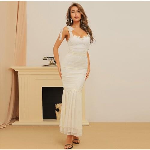 2021 New FashiON Women Designer Black White Sleeveless Bodycon Bandage Party Dress