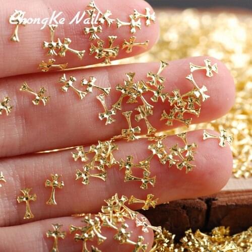 New Arrival Fashion 500pcs/lot Gold Plating Cross Rivet Metal Studs 3D Rivet Nail Art Decoration N10059-002