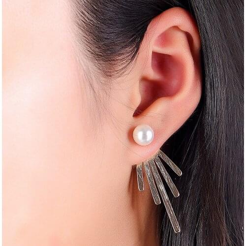 New Fashion Imitation Pearl Geometric Irregular Earring For Women Girl Simple Gold Silver Color Earing Female Jewelry Party Gift