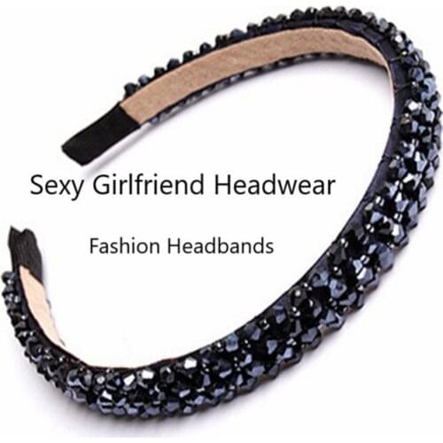 New Women Elegant Crystal Beaded Hair Band Simple Hairbands Sweet Headband Hair Hoops Ornament Lady Fashion Hair Accessories