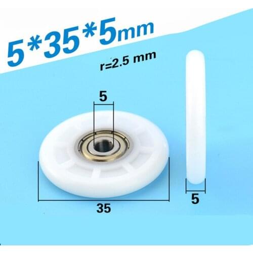 5*35*5 Plastic coated POM polyoxymethylene engineering plastic wheel 625ZZ bearing pulley nylon small wheel rolling guide wheel