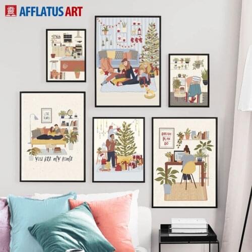 Christmas Tree Gift Family Love Wall Art Canvas Painting Nordic Posters And Prints Wall Pictures For Living Room Kids Room Decor