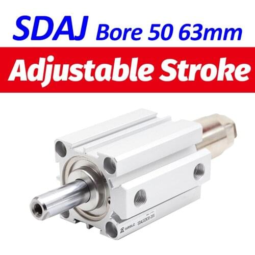 SDAJ40 SDAJ50 SDAJ63 Adjustable air cylinder SDAJ40X75-50 SDAJ50X50-30 SDAJ63X30-20 compact double acting Cylinder