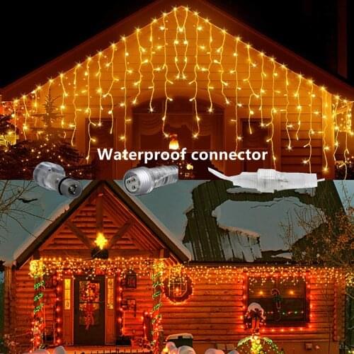 Christmas Decorations For Home Outdoor Festoon Led Garland Icicle Curtain Light New Year 2022 Decor Droop 0.6/0.7/0.8M EU Plug