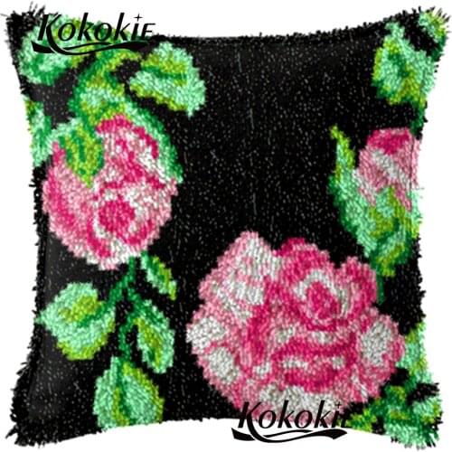 Handicraft crocheting Rug Yarn Patchwork Pillowcase flower carpet latch hook making kits cross stitch embroidery needlework