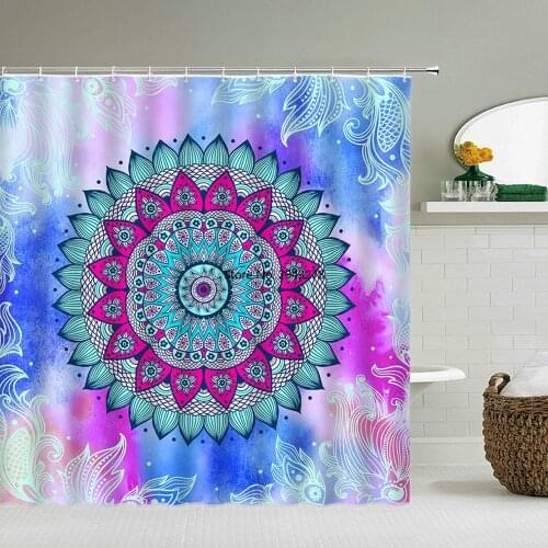 Bohemian Style Shower Curtains Waterproof Bathroom 3d Bath Curtain 180*240cm Decoration With Hooks Printing Cloth Bath Screen