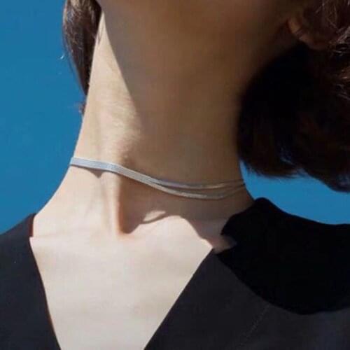 Steel Split Double Layers Choker Necklace For Women 2020 Original Simple Clavicular Chain Collier Color Remain