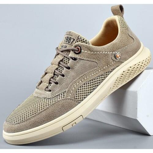 Men Shoes Fashion Genuine Leather Loafers Breathable Autumn Lace Up Comfortable Casual Shoes Outdoor Men Sneakers Shoes