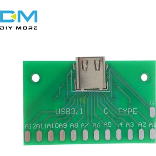 Type-C USB 3.1 Female Head Connector adapter board with PCB board 24P base Test Board DIY Power Supply For Arduino Module