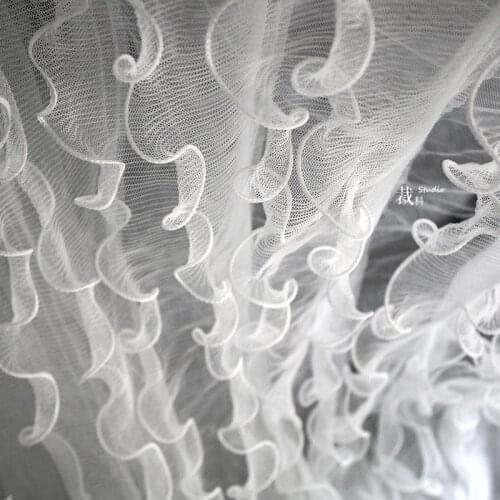 Tulle Tutu Three-Dimensional Ruffled Big Wave Gauze Cloth Wedding Dress Wedding Background Dress Designer Fabric