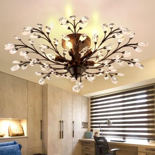 2017 New Vintage American Chandelier Metal Black Aisle Lights Balcony crystal pendants for chandeliers For Home Modern Vintage