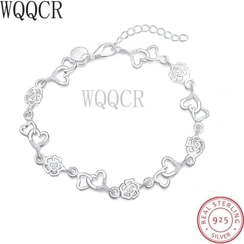 Sale Of Exquisite Gifts For Ladies New Love Flower Bracelet 925 Sterling Silver Flower Pendant Metal Wedding Jewelry
