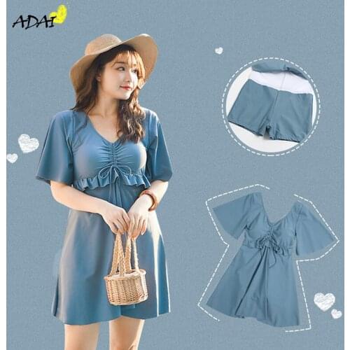 Womens Swimwear 2021 Bathing Suits One-piece Swimsuit Push Up with Skirt Ruffles Sleeves Black XXL Summer Swim Beach Bikinis